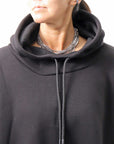 【PLÜ】 UNISEX ASYMMETRIC COTTON NEOPRENE HOODIE TOP PL11H_BLACK