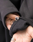 【PLÜ】 UNISEX ASYMMETRIC COTTON NEOPRENE HOODIE TOP PL11H_BLACK