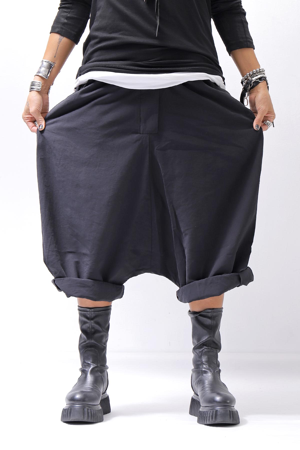 【studio b3】 UNISEX BOX SARROUEL WIDE PANTS RBB1961_BLACK