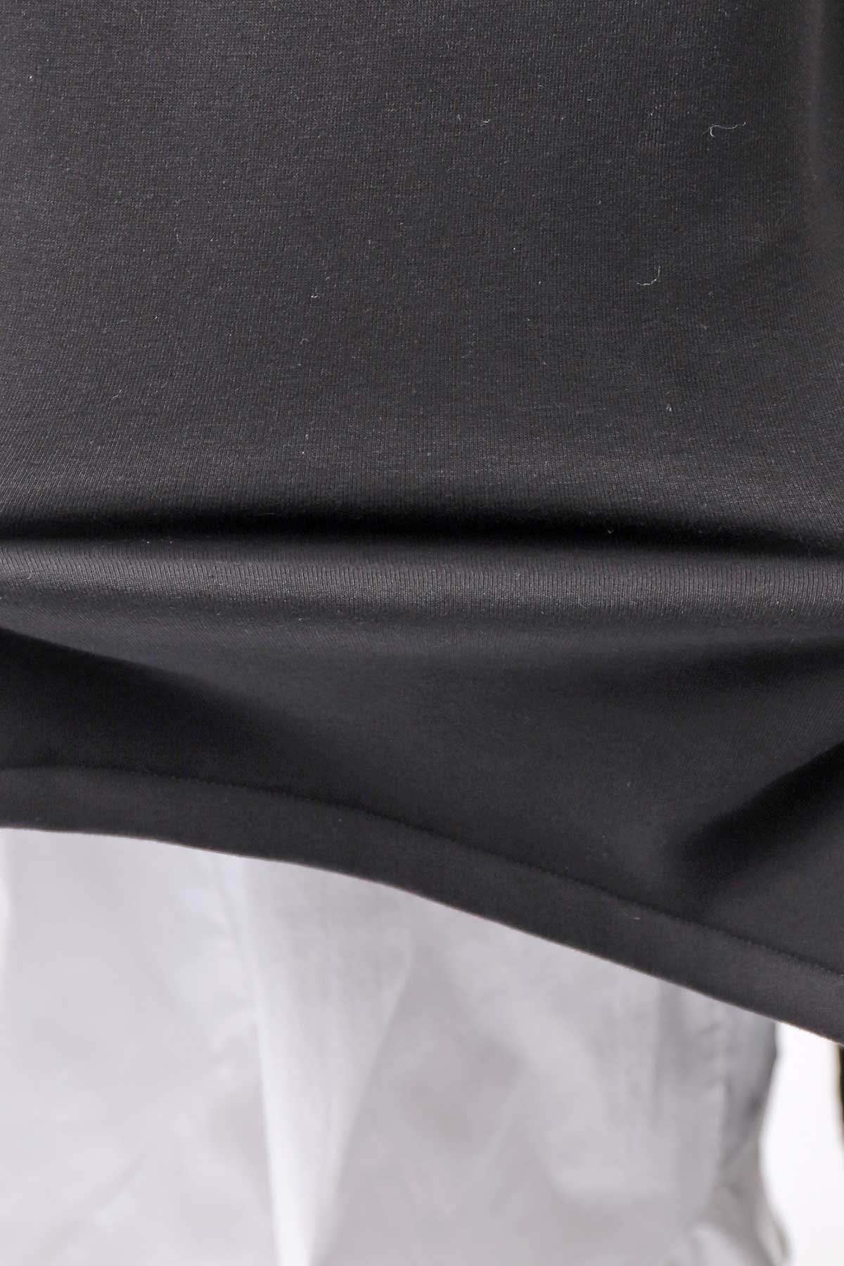 【PLÜ】 UNISEX ASYMMETRIC COTTON NEOPRENE HOODIE TOP PL11H_BLACK
