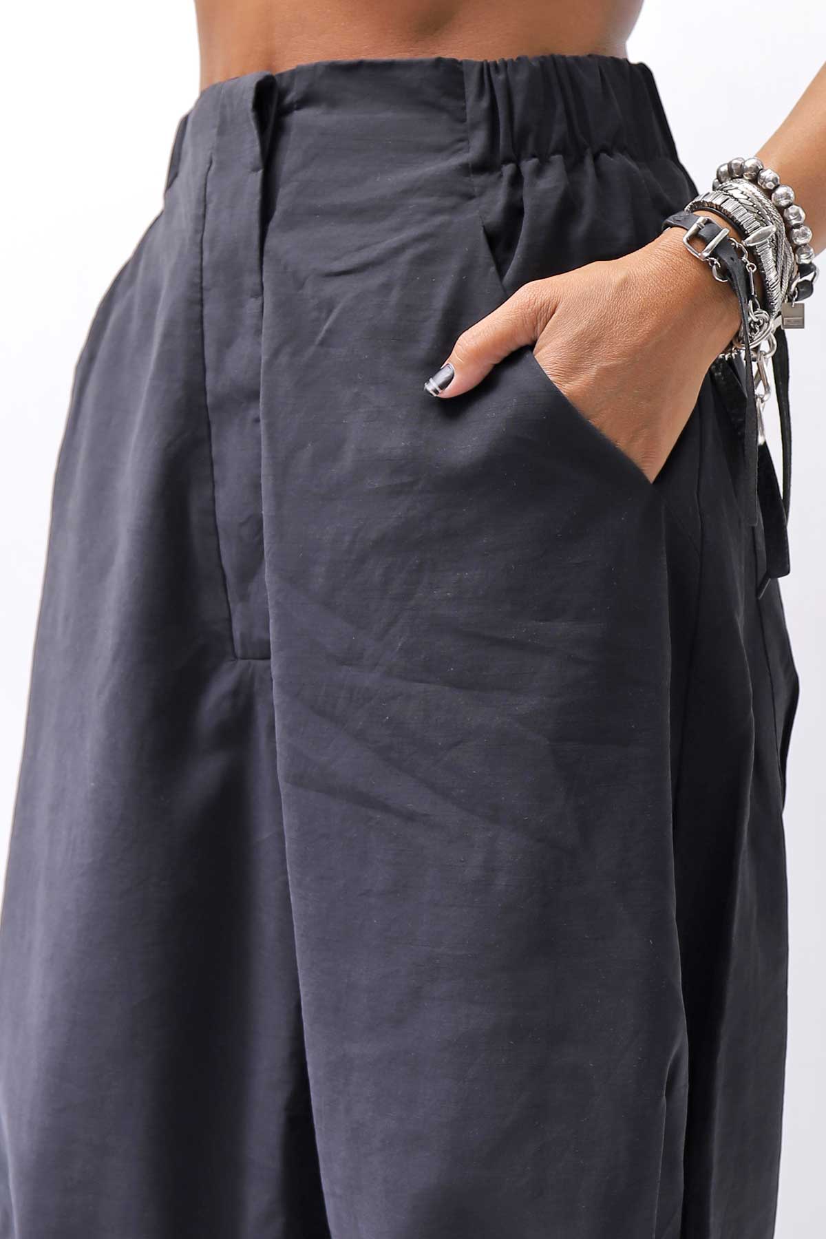 【studio b3】 UNISEX BOX SARROUEL WIDE PANTS RBB1961_BLACK