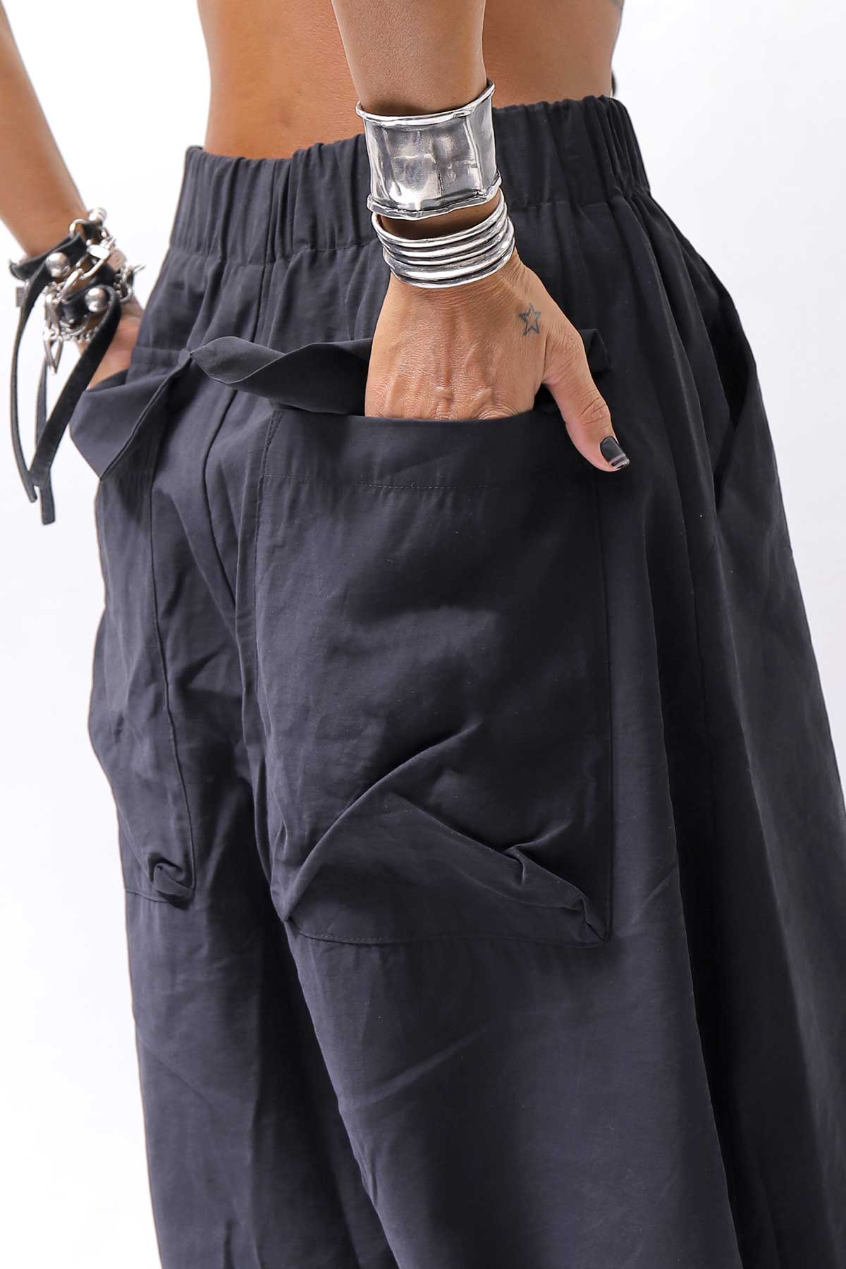 【studio b3】 UNISEX BOX SARROUEL WIDE PANTS RBB1961_BLACK