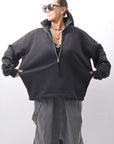 【thom/krom】 FRONT ZIP SWEAT TOPS WS498_BLACK