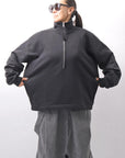 【thom/krom】 FRONT ZIP SWEAT TOPS WS498_BLACK