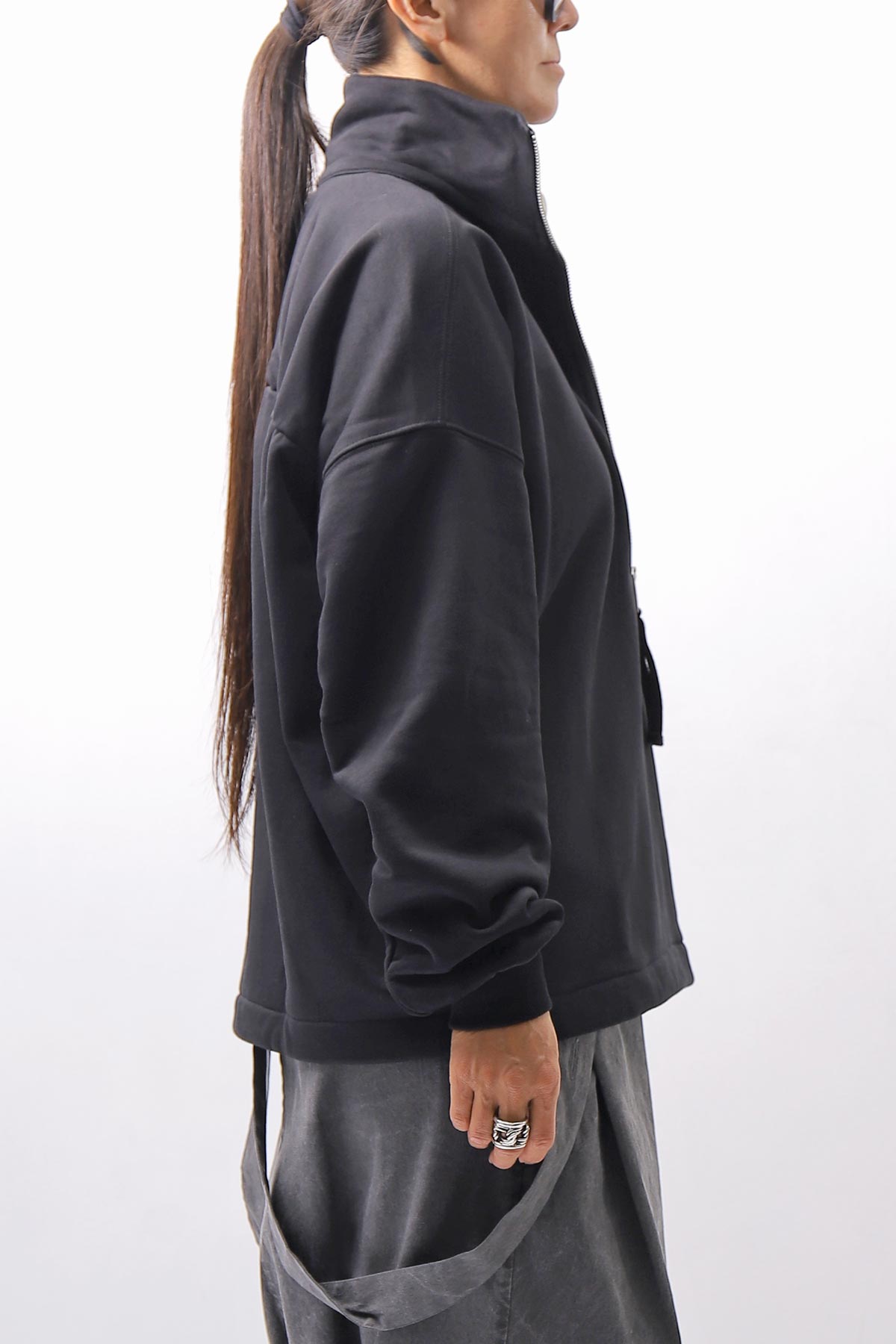 【thom/krom】 FRONT ZIP SWEAT TOPS WS498_BLACK