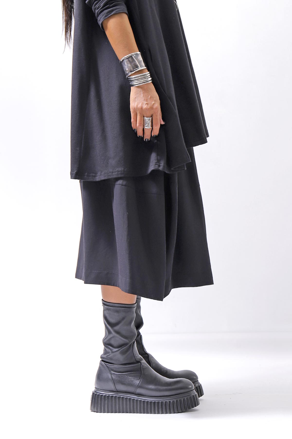 【NOSTRASANTISSIMA】 FRONT BALLOON SKIRT G145_BLACK