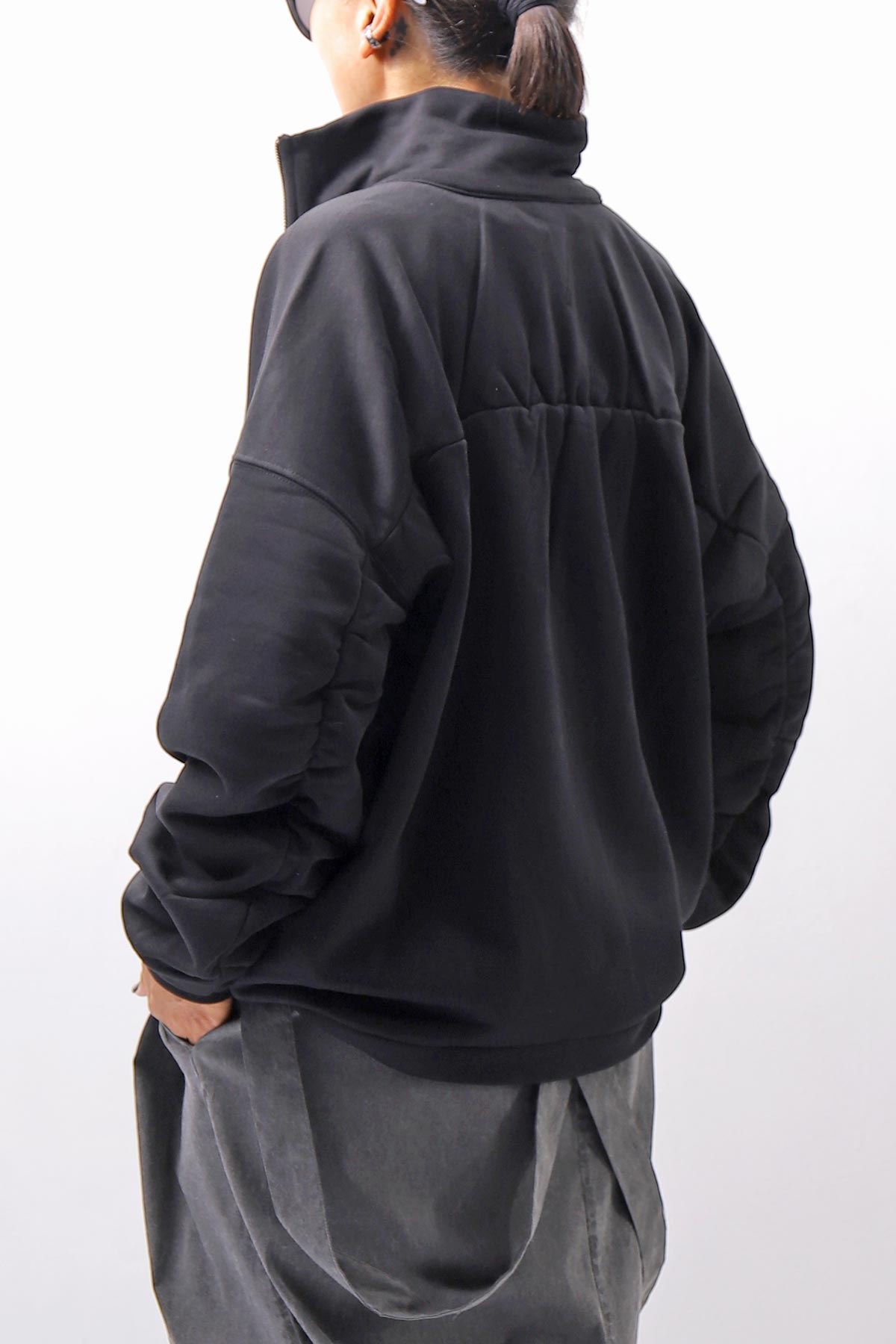 【thom/krom】 FRONT ZIP SWEAT TOPS WS498_BLACK