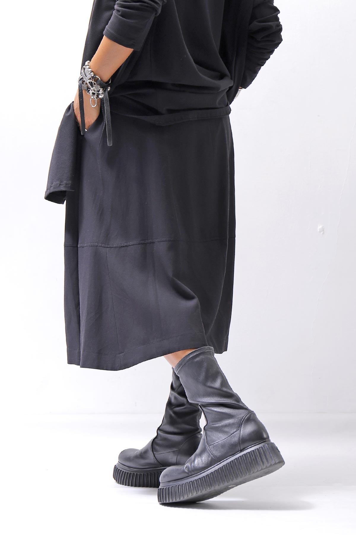 【NOSTRASANTISSIMA】 FRONT BALLOON SKIRT G145_BLACK