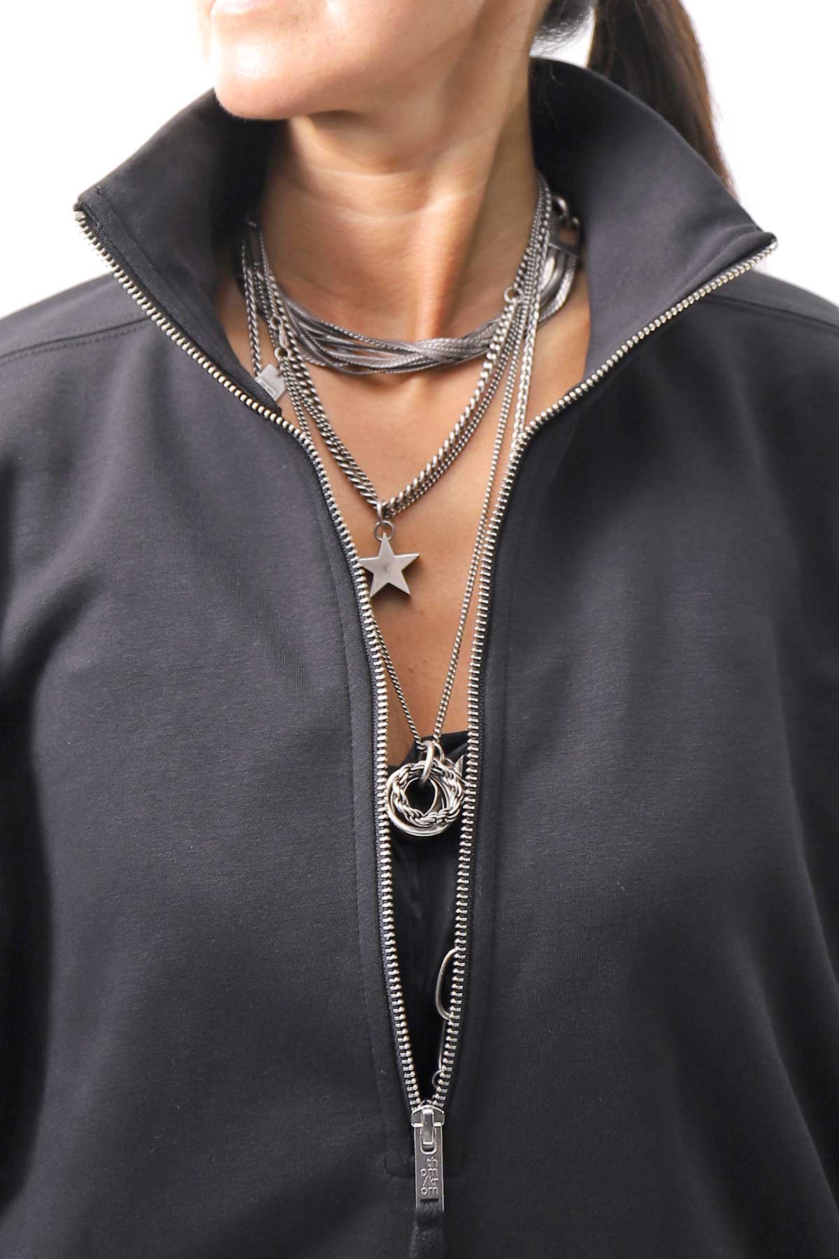 【thom/krom】 FRONT ZIP SWEAT TOPS WS498_BLACK