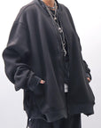 【PLÜ】 UNISEX OVERSIZED COTTON NEOPRENE BOMBER JACKET PL10_BLACK