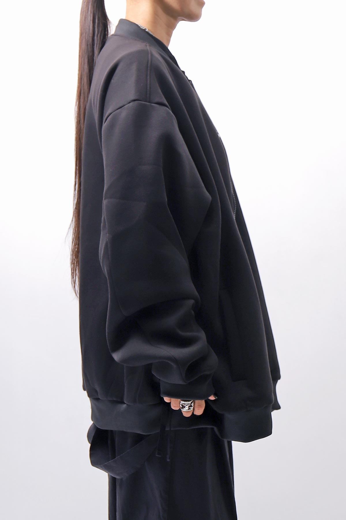 【PLÜ】 UNISEX OVERSIZED COTTON NEOPRENE BOMBER JACKET PL10_BLACK