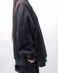 【PLÜ】 UNISEX OVERSIZED COTTON NEOPRENE BOMBER JACKET PL10_BLACK