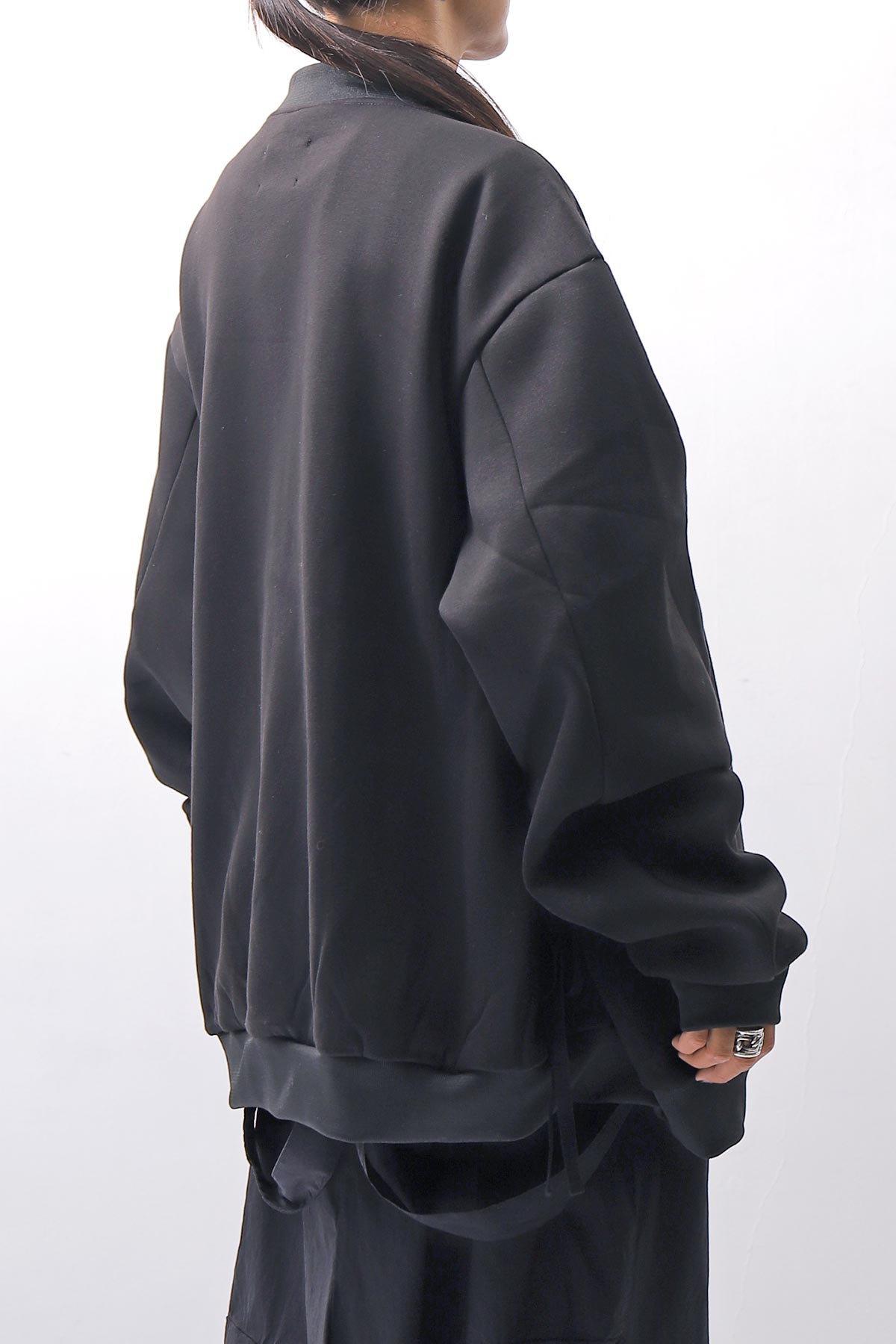【PLÜ】 UNISEX OVERSIZED COTTON NEOPRENE BOMBER JACKET PL10_BLACK