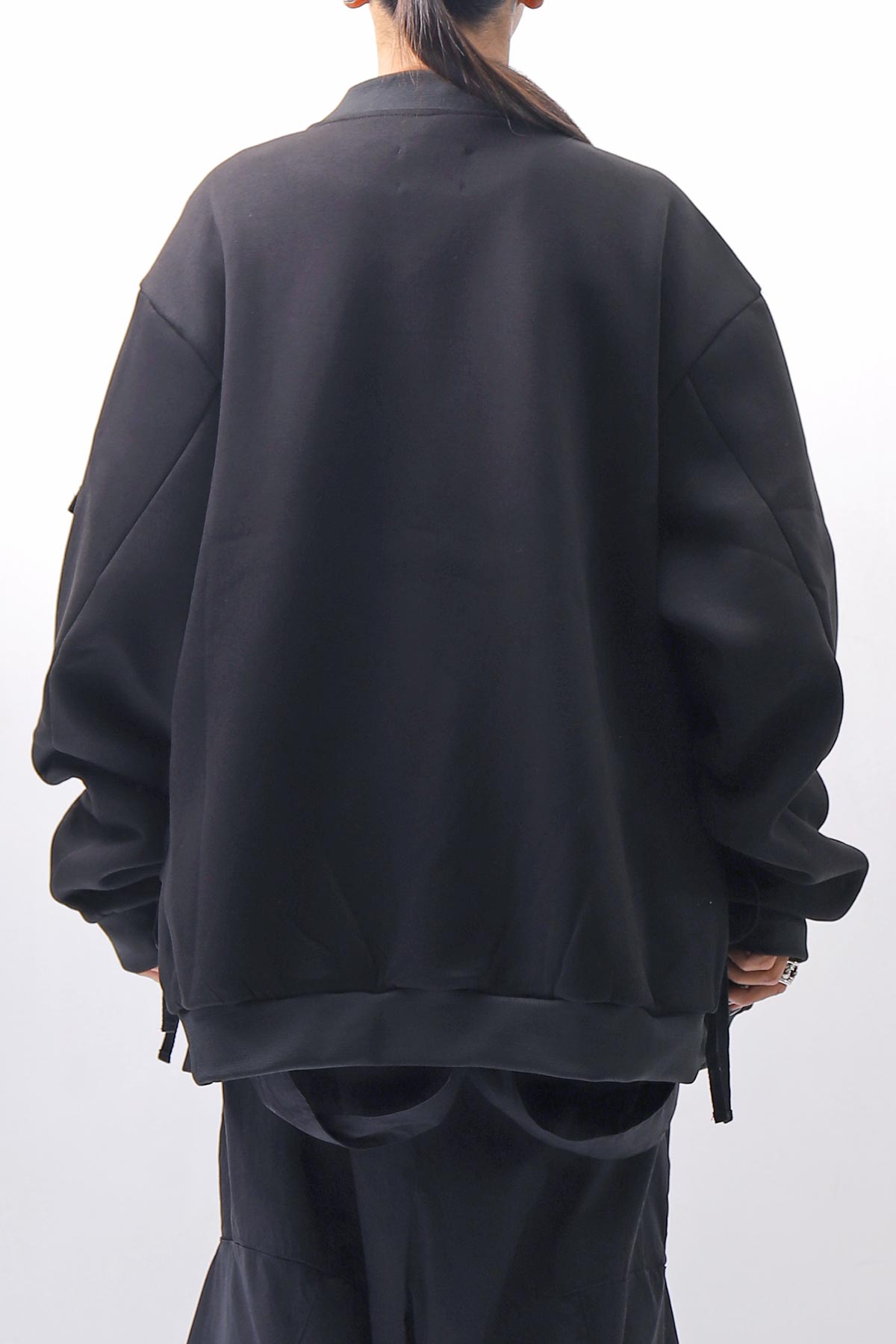 【PLÜ】 UNISEX OVERSIZED COTTON NEOPRENE BOMBER JACKET PL10_BLACK