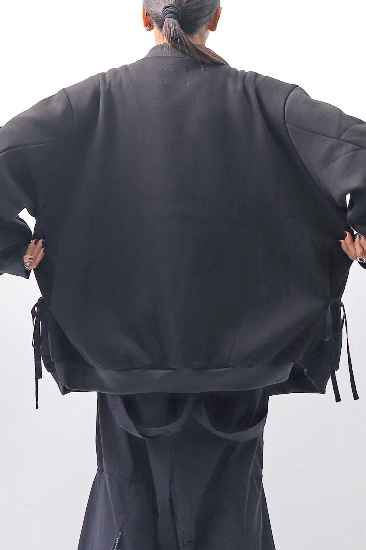 【PLÜ】 UNISEX OVERSIZED COTTON NEOPRENE BOMBER JACKET PL10_BLACK