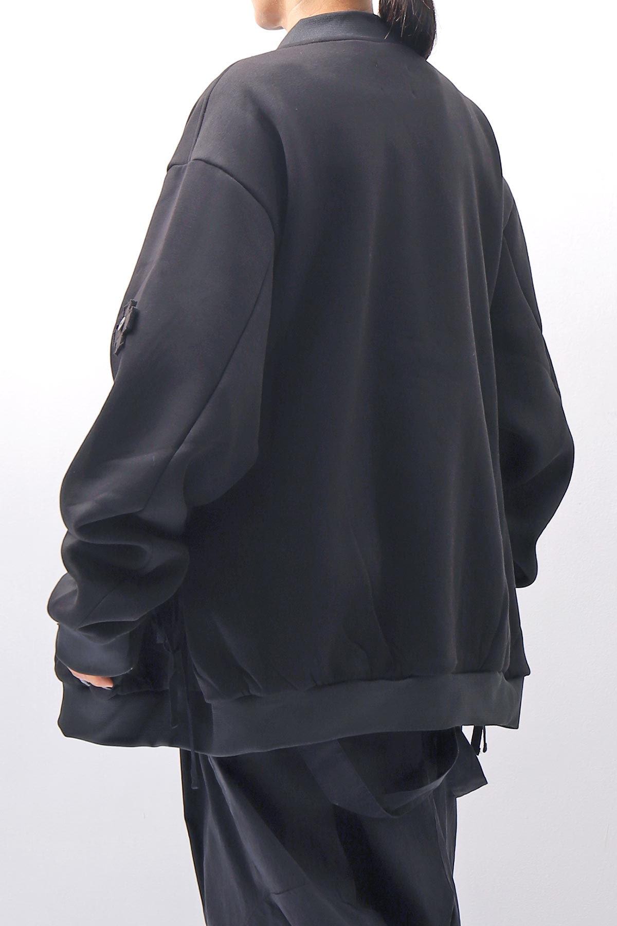 【PLÜ】 UNISEX OVERSIZED COTTON NEOPRENE BOMBER JACKET PL10_BLACK