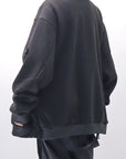 【PLÜ】 UNISEX OVERSIZED COTTON NEOPRENE BOMBER JACKET PL10_BLACK