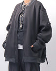 【PLÜ】 UNISEX OVERSIZED COTTON NEOPRENE BOMBER JACKET PL10_BLACK