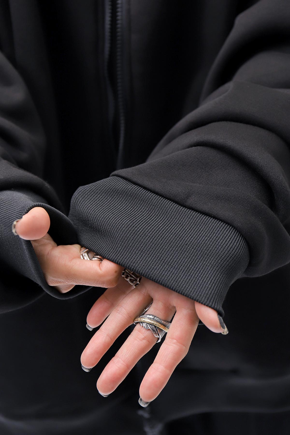 【PLÜ】 UNISEX OVERSIZED COTTON NEOPRENE BOMBER JACKET PL10_BLACK