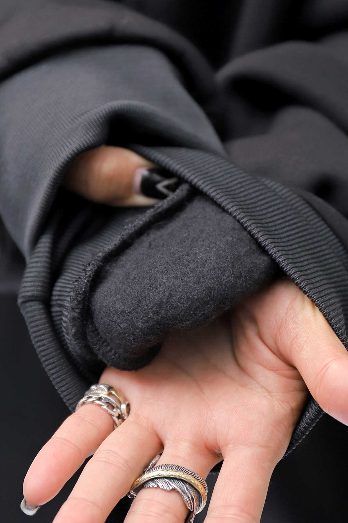 【PLÜ】 UNISEX OVERSIZED COTTON NEOPRENE BOMBER JACKET PL10_BLACK