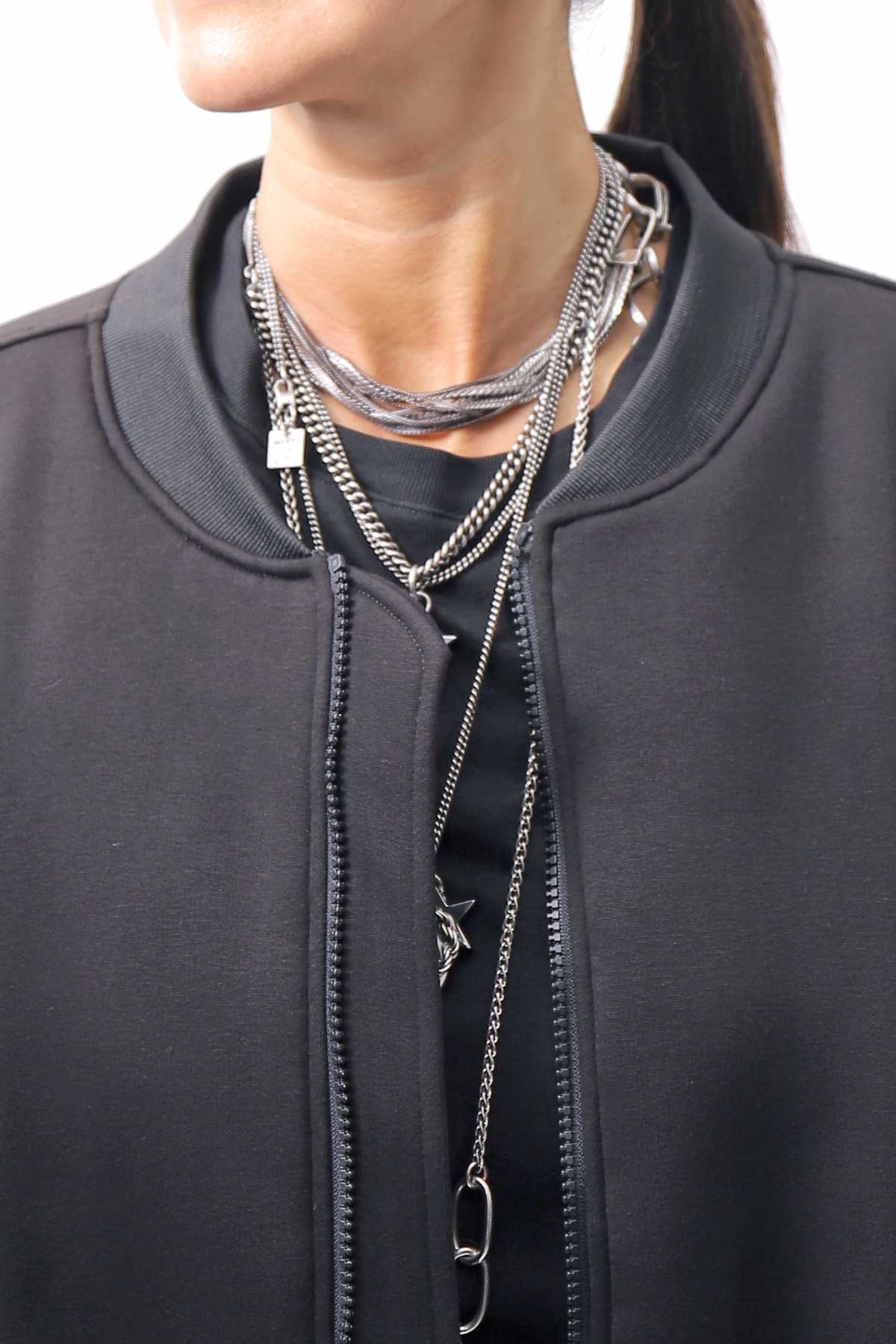 【PLÜ】 UNISEX OVERSIZED COTTON NEOPRENE BOMBER JACKET PL10_BLACK