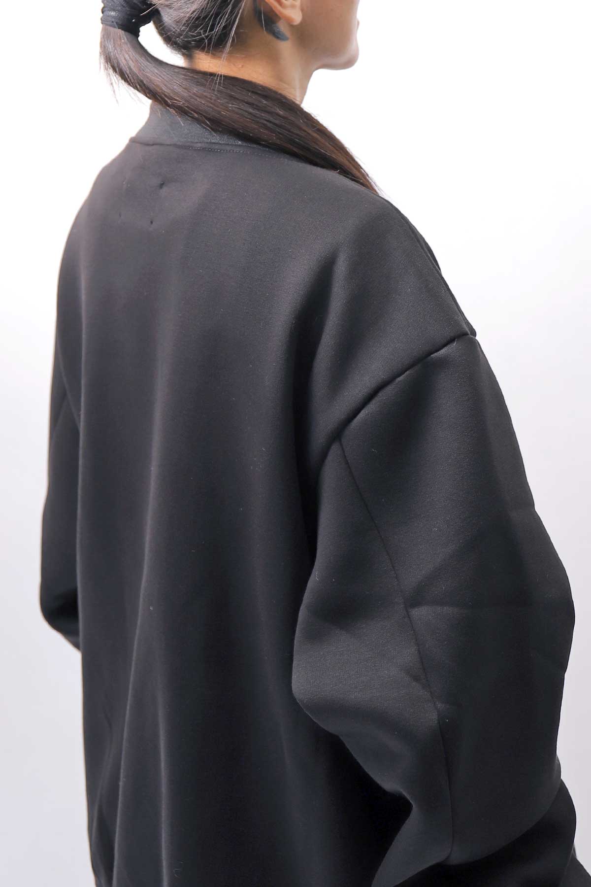 【PLÜ】 UNISEX OVERSIZED COTTON NEOPRENE BOMBER JACKET PL10_BLACK