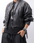 【DANIELE BASTA】 DOLMAN SLEEVE LEATHER SHORT BOMBER JACKET DB1301_BLACK