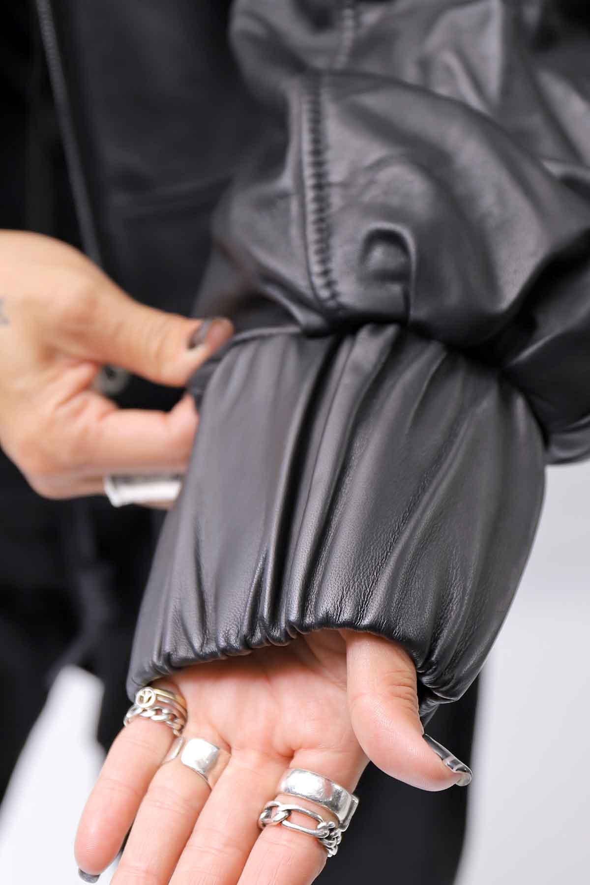 【DANIELE BASTA】 DOLMAN SLEEVE LEATHER SHORT BOMBER JACKET DB1301_BLACK