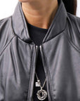 【DANIELE BASTA】 DOLMAN SLEEVE LEATHER SHORT BOMBER JACKET DB1301_BLACK
