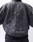 【DANIELE BASTA】 DOLMAN SLEEVE LEATHER SHORT BOMBER JACKET DB1301_BLACK