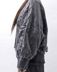 【DANIELE BASTA】 DOLMAN SLEEVE LEATHER SHORT BOMBER JACKET DB1301_BLACK