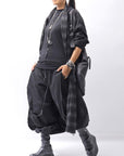 【bajra】 UNISEX BACK DRAPE SHIRT CARDIGAN 154QB01_BLACK