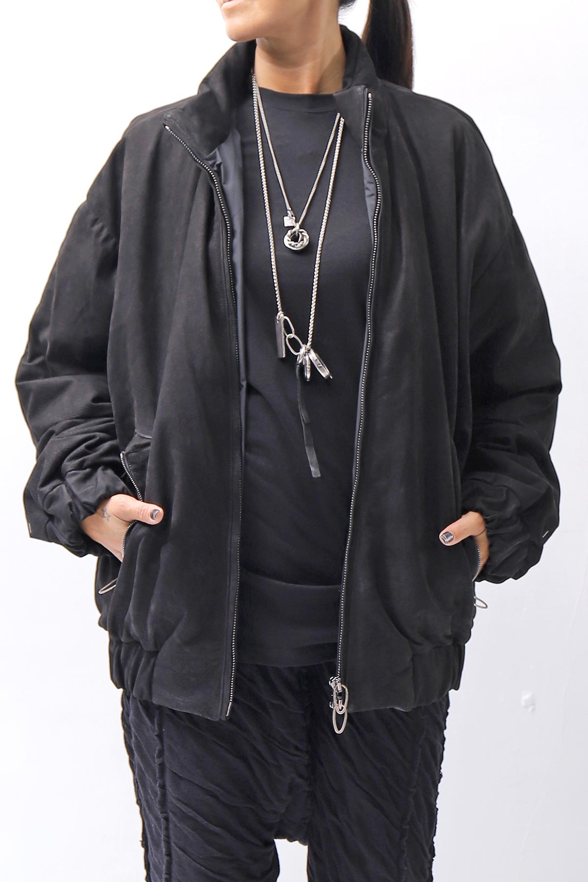 【DANIELE BASTA】 MAT LEATHER BOMBER JACKET DB1298_BLACK
