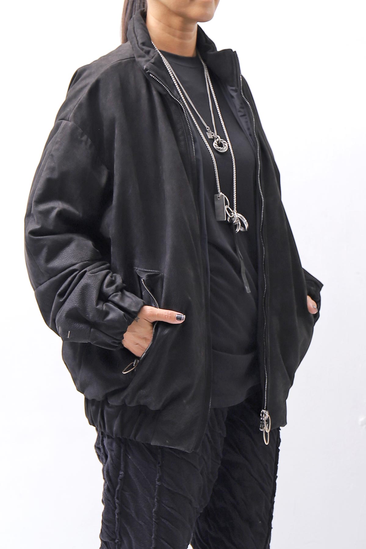 【DANIELE BASTA】 MAT LEATHER BOMBER JACKET DB1298_BLACK