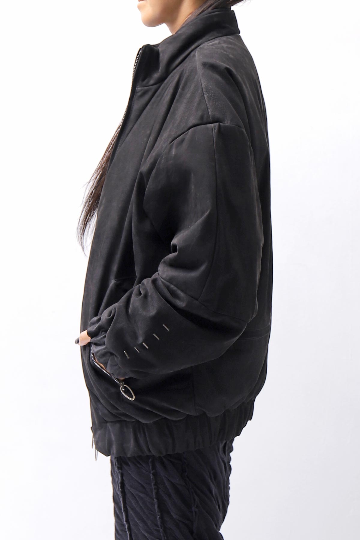 【DANIELE BASTA】 MAT LEATHER BOMBER JACKET DB1298_BLACK