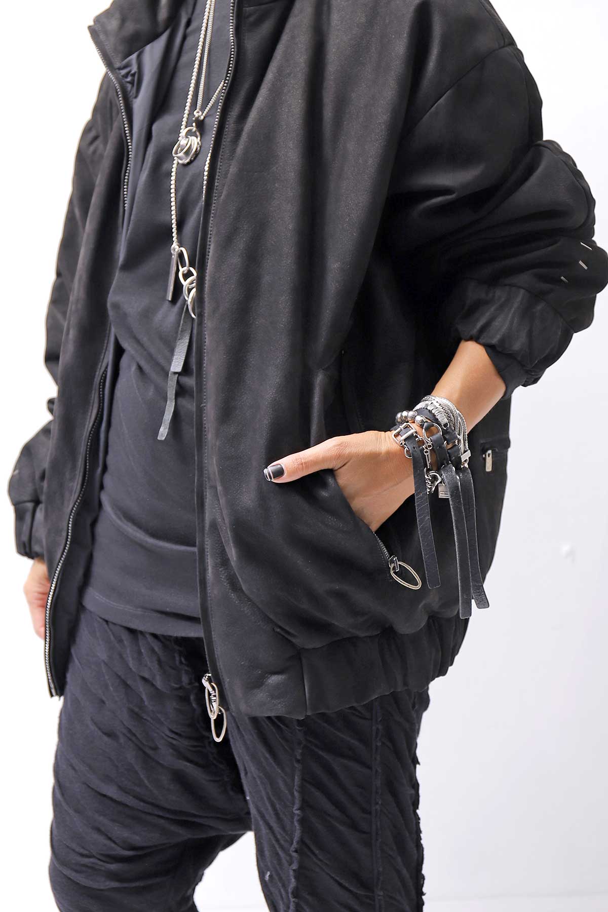 【DANIELE BASTA】 MAT LEATHER BOMBER JACKET DB1298_BLACK