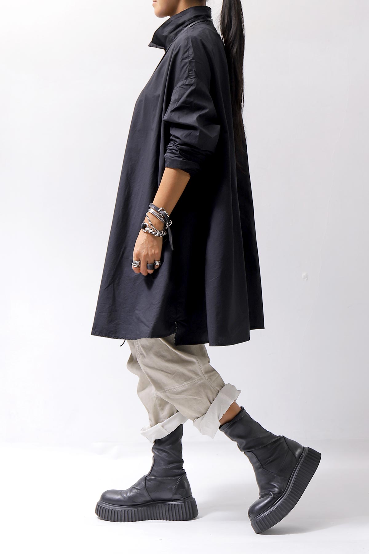 【RUNDHOLZ】 UNISEX OVERSIZE COTTON SHIRT 332 0915_BLACK