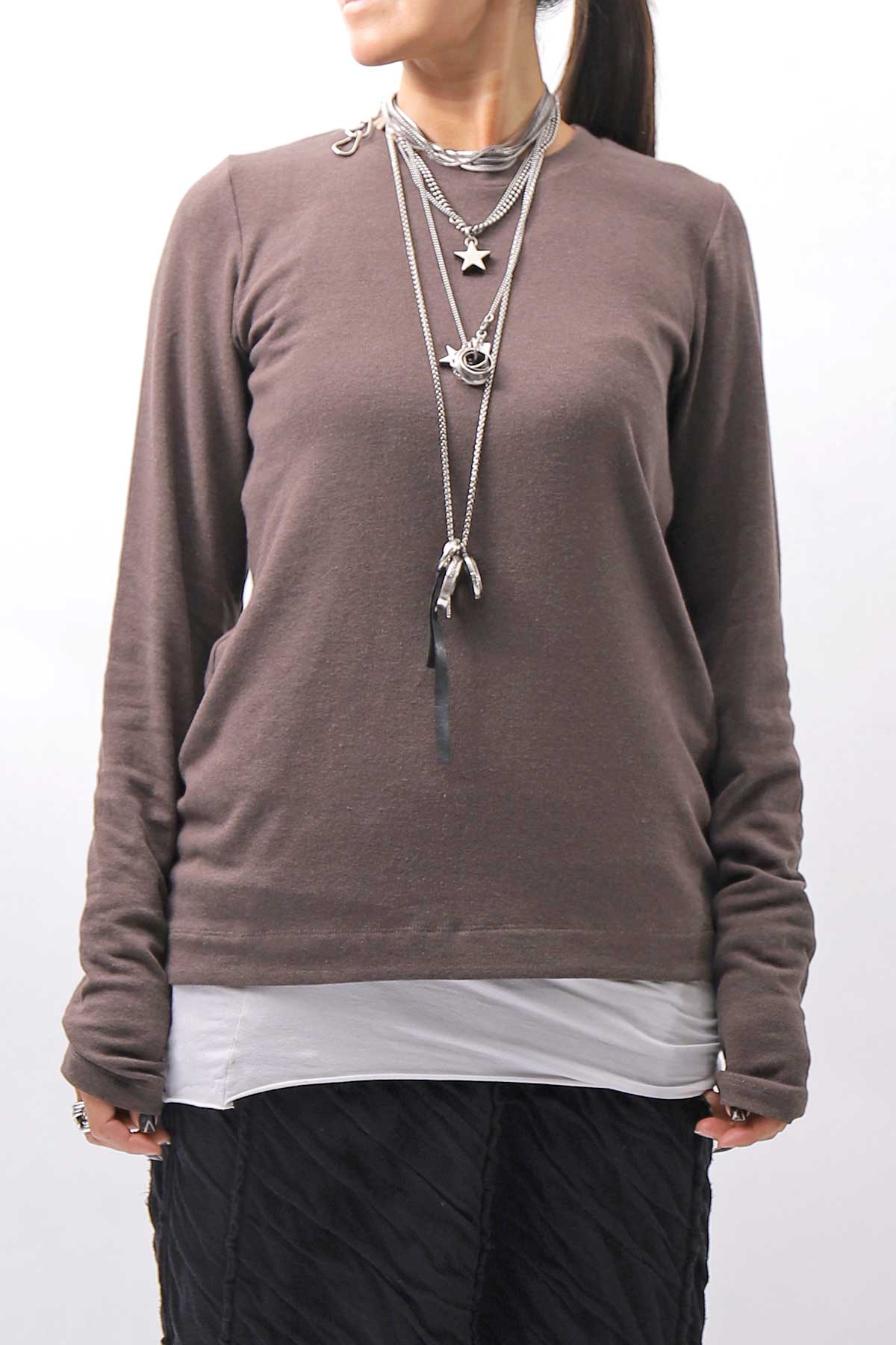 【studio b3】 UNISEX COTTON KNIT ASYMMETRIC HEM TOP SHB2235_TRUFFLE