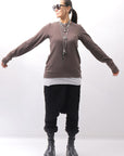 【studio b3】 UNISEX COTTON KNIT ASYMMETRIC HEM TOP SHB2235_TRUFFLE