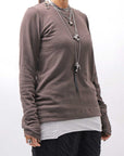 【studio b3】 UNISEX COTTON KNIT ASYMMETRIC HEM TOP SHB2235_TRUFFLE