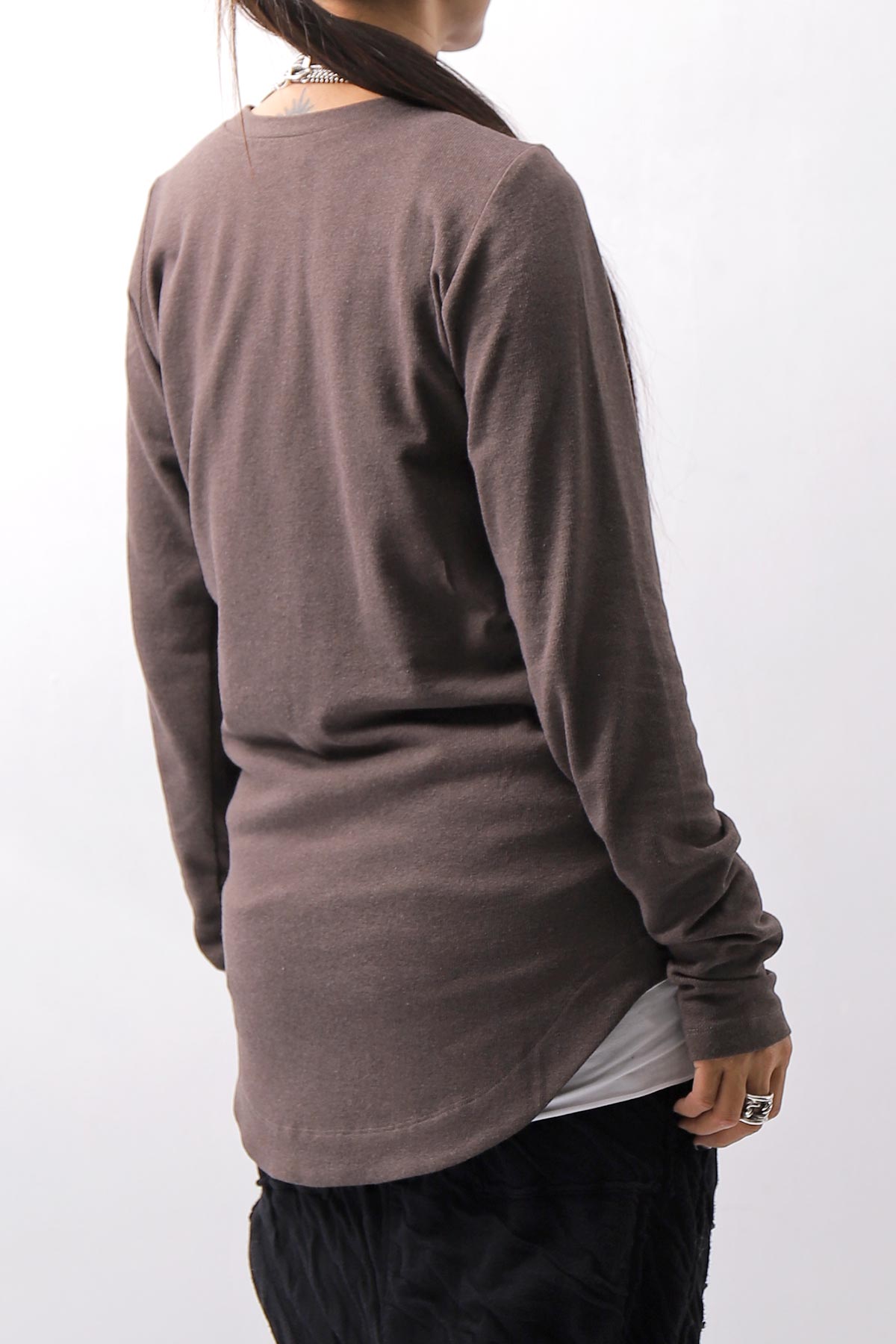 【studio b3】 UNISEX COTTON KNIT ASYMMETRIC HEM TOP SHB2235_TRUFFLE