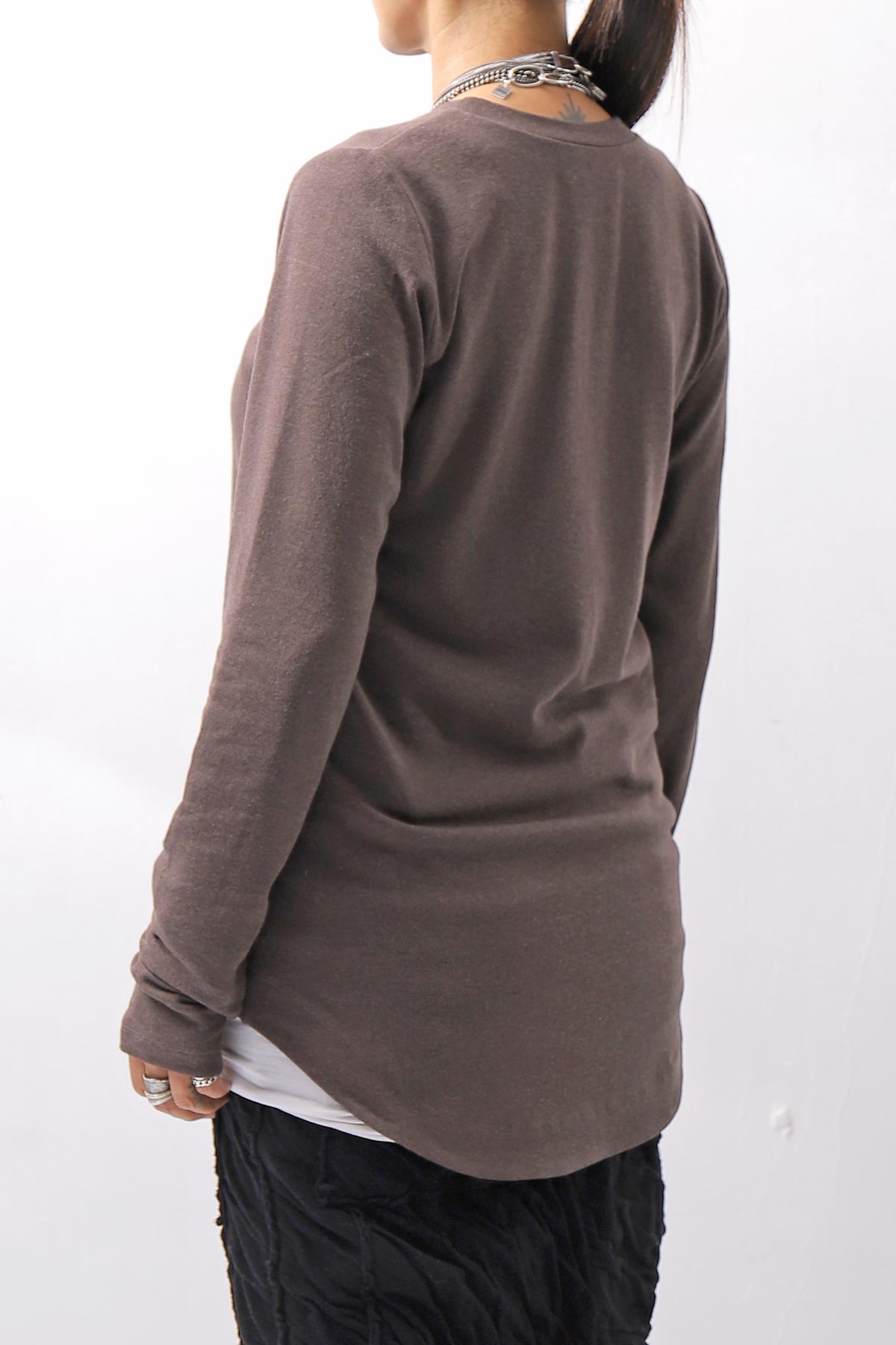 【studio b3】 UNISEX COTTON KNIT ASYMMETRIC HEM TOP SHB2235_TRUFFLE