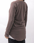 【studio b3】 UNISEX COTTON KNIT ASYMMETRIC HEM TOP SHB2235_TRUFFLE