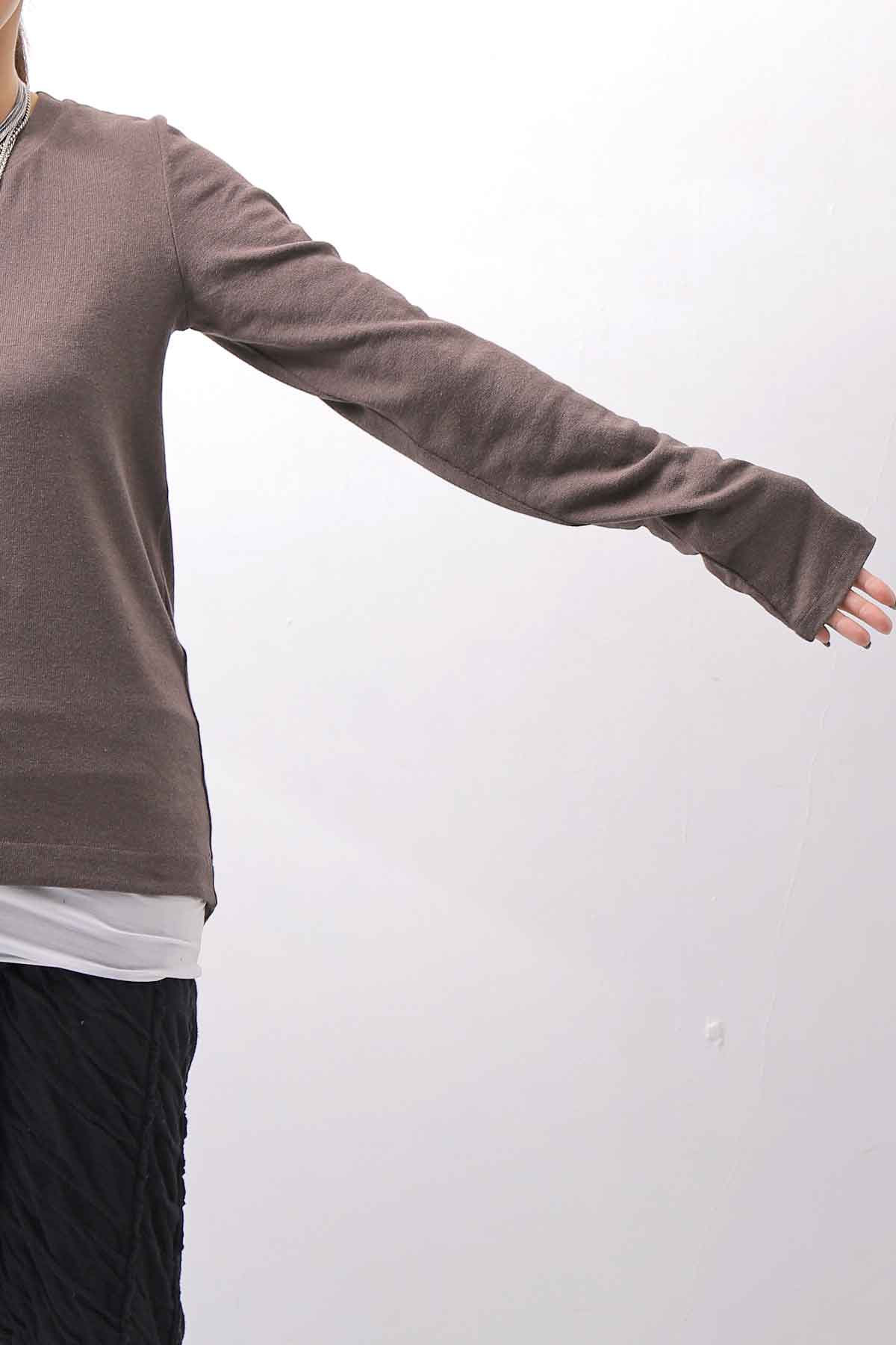 【studio b3】 UNISEX COTTON KNIT ASYMMETRIC HEM TOP SHB2235_TRUFFLE