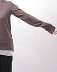 【studio b3】 UNISEX COTTON KNIT ASYMMETRIC HEM TOP SHB2235_TRUFFLE