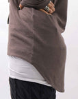【studio b3】 UNISEX COTTON KNIT ASYMMETRIC HEM TOP SHB2235_TRUFFLE