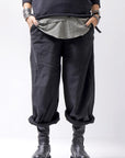 【RUNDHOLZ】 UNISEX STRETCH COTTON WOOL LOW CROTCH WIDE PANTS 341 0102_BLACK STRIPE