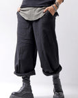 【RUNDHOLZ】 UNISEX STRETCH COTTON WOOL LOW CROTCH WIDE PANTS 341 0102_BLACK STRIPE