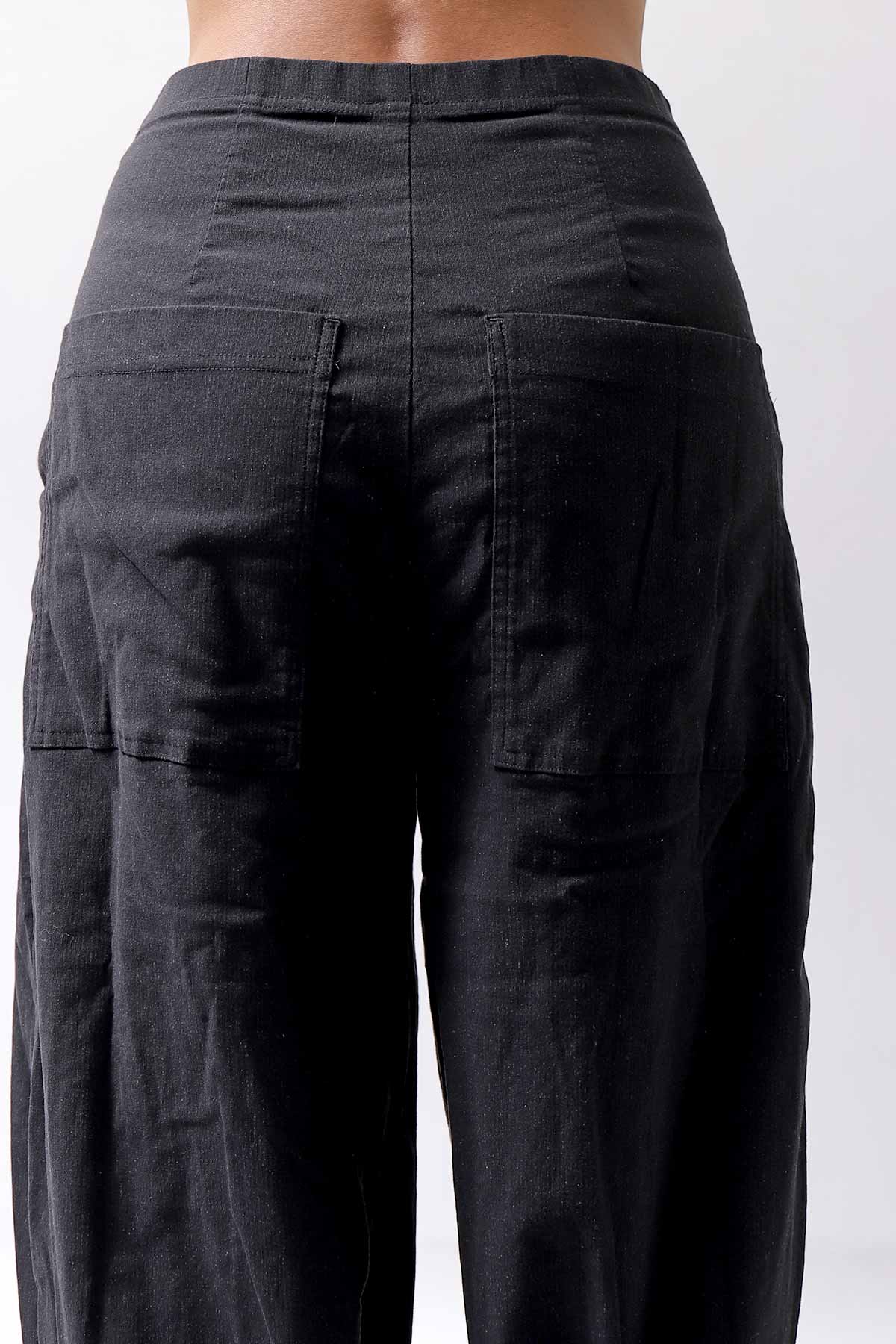 【RUNDHOLZ】 UNISEX STRETCH COTTON WOOL LOW CROTCH WIDE PANTS 341 0102_BLACK STRIPE