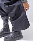 【RUNDHOLZ】 DENIM GLOSS WIDE SARRUEL PANTS 206_INDIGO BLACK GLOSS